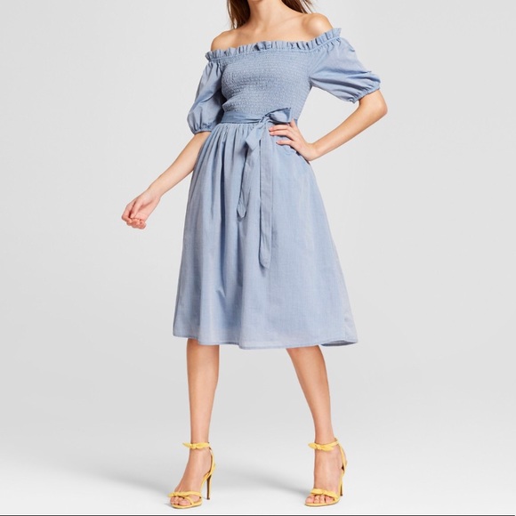 Anthropologie Dresses & Skirts - Chambray Short Sleeved Smocked Dress